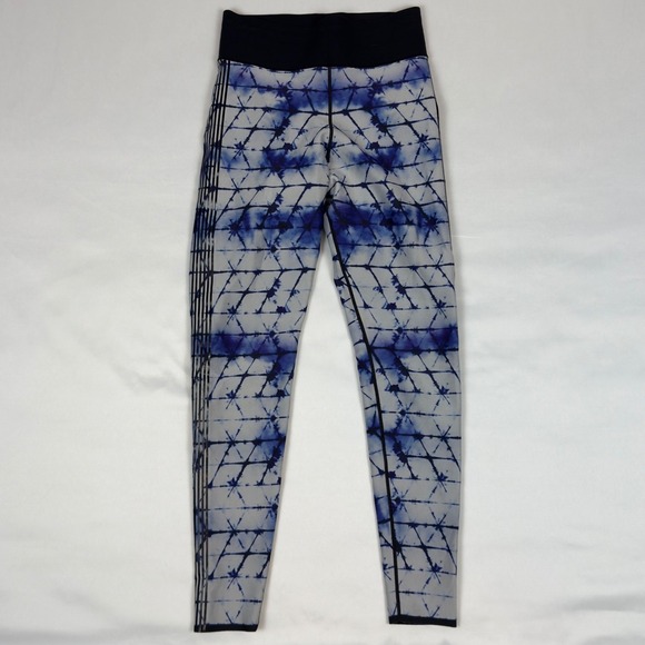 ultracor Pants - Ultracor Blue White Tie Dye Geometric Side Stripe Leggings Womens Size Medium